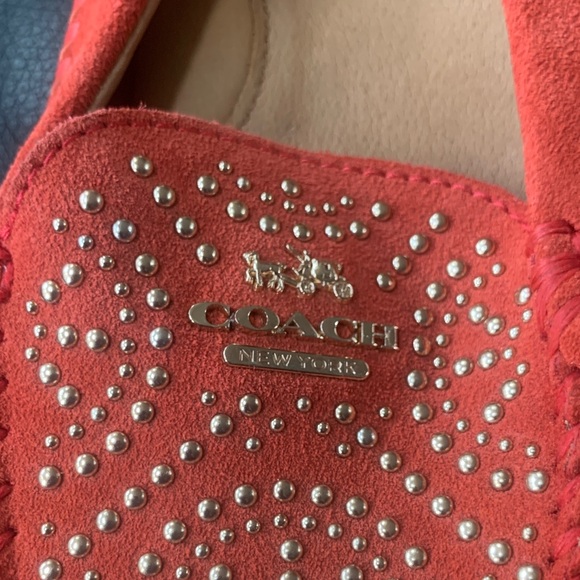 Coach Red Moccasins with Studded Detail - Picture 2 of 8